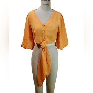 Truth NYC Midriff Tie Melon Blouse‎ Size M New